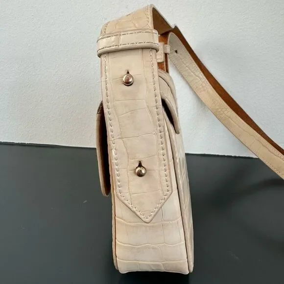 Most Wanted Crocodile Print Embossed Small Leather Saddlebag Mini Crossbody - Picture 7 of 10